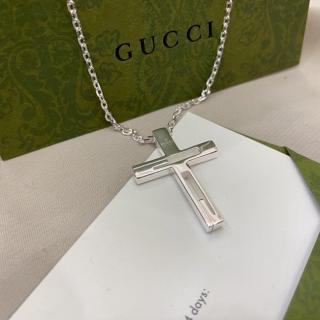 Classic G-shaped Cross Bright Silver Men's and Women's Necklace  925silver  40usd 