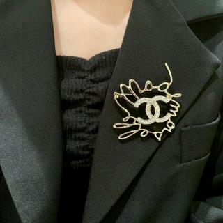 Double letter C diamond studded brooch 16usd 